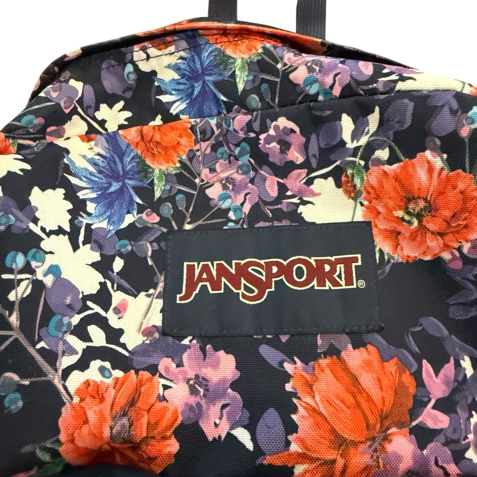 Jansport Backpack, Kids, Girls, Floral, Coral, Purple, Navy Blue, Zippered — image 3 of 7